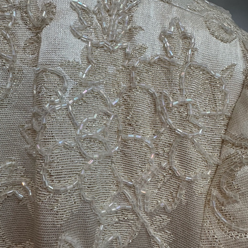 Vintage Carmen Marc Valvo Ivory Cream Lace Sequin Beaded Formal Jacket Size 14 L - Picture 12 of 16